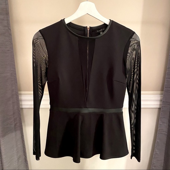 DYNAMITE Peplum Black Mesh Top - Picture 3 of 5